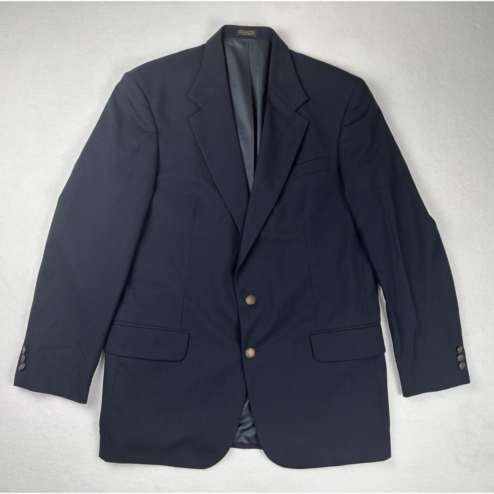 Oscar de la Renta Navy Wool Gold Button Blazer Sport Coat 42L